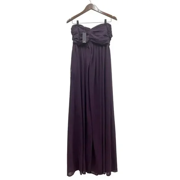 Lulus Luxe Favorite Dark Purple Strapless Ruched Maxi Dress size Large NWT - Picture 5 of 7
